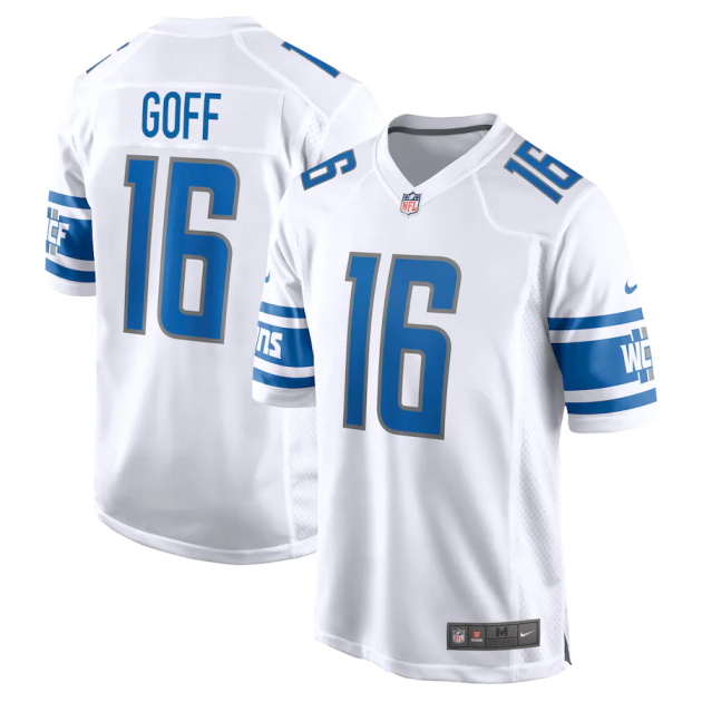 mens nike jared goff white detroit lions game jersey